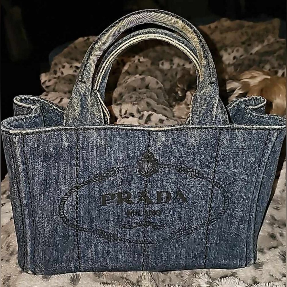 Prada Blue Denim Tote Bag